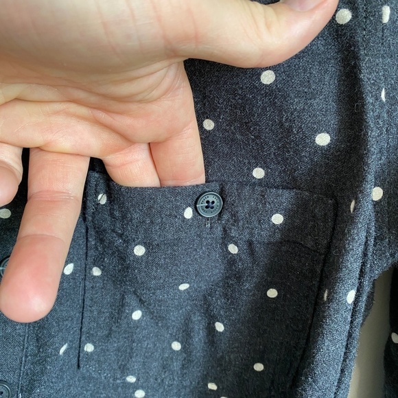 Eddie Bauer Women's Charcoal Polka Dot Long Sleeve Polo V-neck Mini Dress Size 6 - Picture 4 of 14